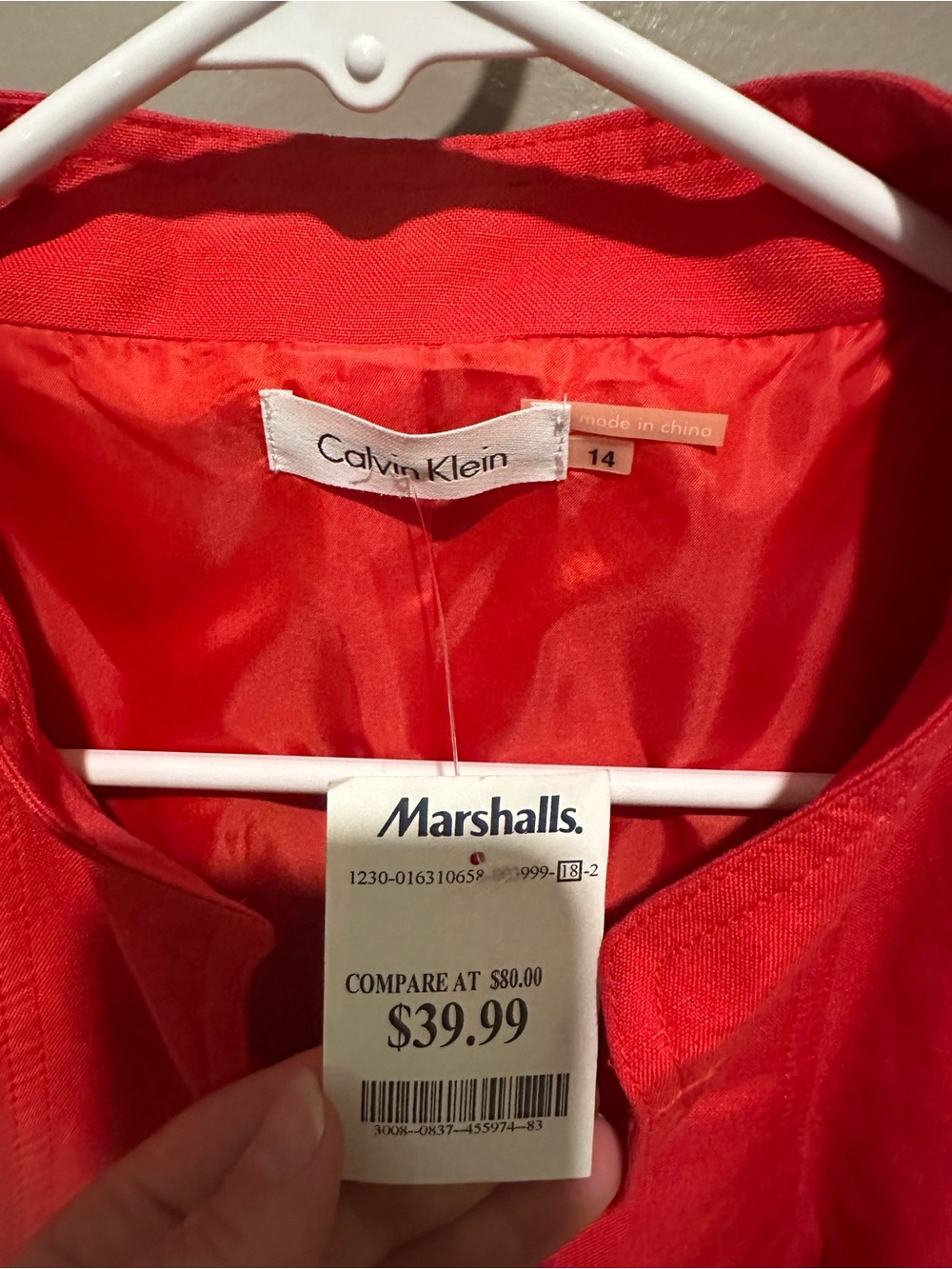 Calvin Klein Red Button-Front Cap Sleeve Dress - Picture 3 of 6